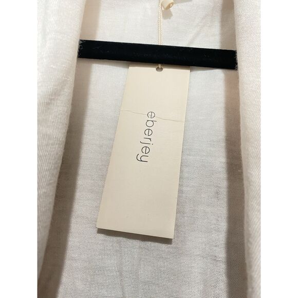 Eberjey Women's Gisele Tuxedo Robe Blush Pink Blue Trimming Long Sleeves Rayon - Picture 4 of 10